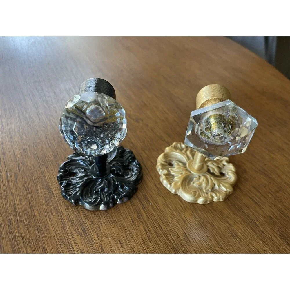 2 Vintage Glass/Crystal Prismatic Wallk Hooks